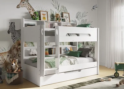 KIDS BUNK BED Flair Interstellar Wooden White with Trundle Great Condition - Image 1 of 4