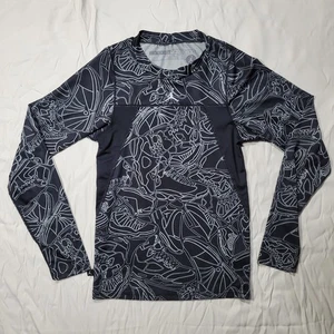 Nike Air Jordan All Over Print Boy's Compression Shirt Long Sleeve Black XL - Foto 1 di 9