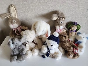 Vintage Lot Russ Berrie Boyds Bears Plush Hopscotch Powderpuff Bunnies Tags - Picture 1 of 7