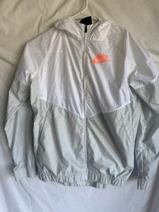 Girl's Nike Windrunner Light Jacket Youth Sz XL Gray White Orange Full Zip Hood - Picture 1 of 3