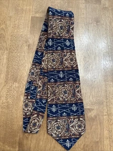 The Metropolitan Museum Of Art Mens 100% Silk Necktie Tie Made Canada Navy Tan - Picture 1 of 6