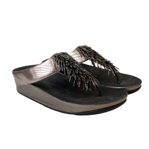 Fitflop Cha Cha Fringe Toe Post Sandals GUC Size 7 S3387 - Picture 1 of 10