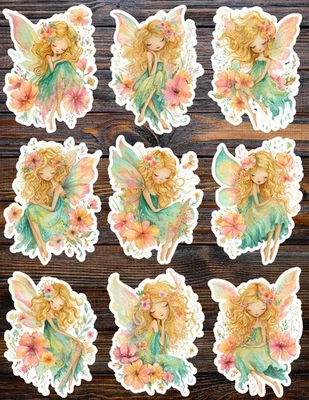 Juego de pegatinas de vinilo troqueladas de hadas florales cuaderno portátil botella de agua Foto 1 de 2