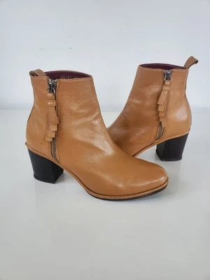 Opening Ceremony Leather Ankle Boots Caramel Brown Bootie Size 37.5 US 6.5 Shoes - Imagem 1 de 4
