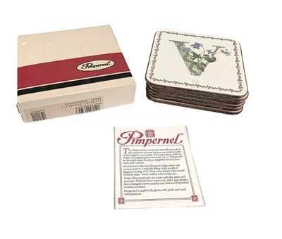 Pimpernel Coasters Violet 6 Count  Cork Backed 4 in. x 4 in.  Vintage  England - Image 1 of 4