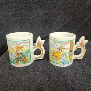 Vintage Peter Rabbit Bunny Handle Porcelain Coffee Or Tea Cup Mugs Collectible  - Picture 1 of 3