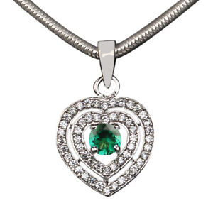Natural Green Emerald 1.50Ct Round Cut Solitaire Pendant In 925 Sterling Silver