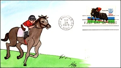 Scott 1791 - 15 Cents Equestrian Melissa Fox Hand Painted FDC 1/1 - Image 1 of 2