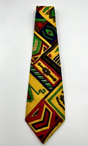 Corbata de cuello vintage años 70 Barbara africana con estampado geométrico multicolor talla única - Imagen 1 de 5