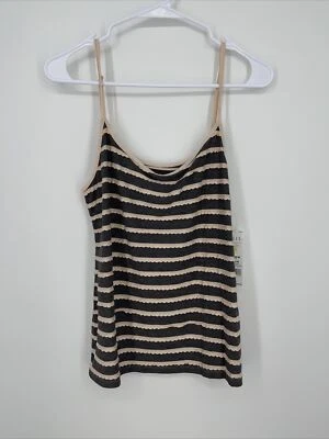 Camiseta sin mangas ELLE gris rosa vieira a rayas ajustable con correa de espagueti talla M • Nueva con etiquetas Foto 1 de 3