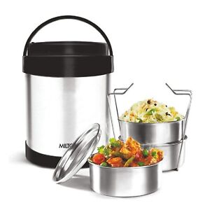 Milton Royal-1.8Ltr Stainless Steel Insulated 3 Pcs Tiffin Box With 1 Carrier 