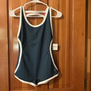 Free People Movement Playsuit Damen blau weiß Kontrastbesatz Ripp XS Strampler Neu mit Etikett - Bild 1 von 5