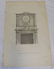 1756 Antique Print///FIREPLACE SCREEN AND MANTLE///a
