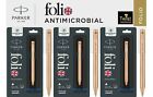 3 X New Parker Folio Antimicrobial Copper CION Coated Ballpoint Pen, Blue Ink