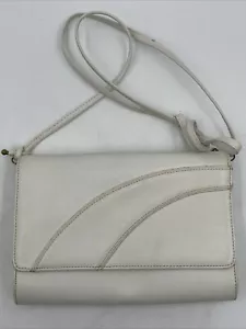 Vintage 60s Koret White Leather Crossbody Purse Bag Snap Close Gold Hardware - Bild 1 von 8