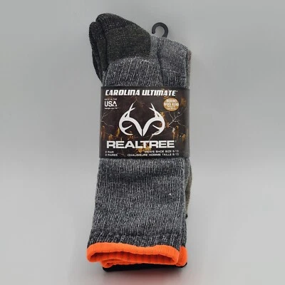 Realtree Carolina Ultimate Men's Size 9-13, 2 Pair Socks Merino Wool Blend USA - Image 1 of 4