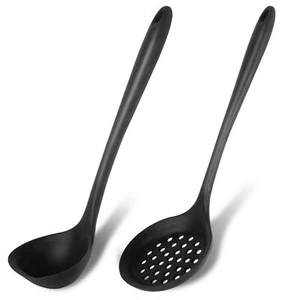 Silicone Soup Ladle Spoon Set of 2,Silicone Nonstick Large Skimmer Slotted Sp... - Picture 1 of 7
