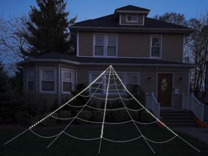 Spider Web Yard Light-Up LED Halloween Giant 24ft Rope Prop Lighting Spiderweb - Picture 1 of 1