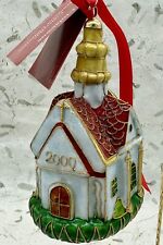 DILLARDS 2000 Cloisonne Church Christmas Ornament Gold Steeple  NWT