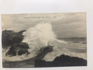 1930 Atlantic Ocean Surf And Rocks Postcard - Picture 1 of 2