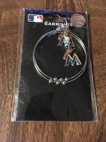 MLB MIAMI MARLINS DANGLER LOGO J-HOOK EARRINGS Dangle Cover