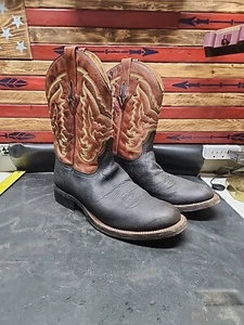 Stivali western da cowboy in pelle marrone Resistol Ranch da uomo taglia 11D - Foto 1 di 15
