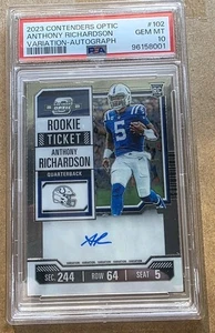Boleto de novato Anthony Richardson 2023 Optic Contenders variación automática RC PSA 10 - Imagen 1 de 2