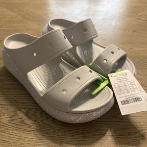 Crocs Platform Unisex-Adult Classic Crush Glitter Sandal -GRAY MEN 11 WOMENS 13 - Picture 1 of 5