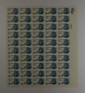 US SCOTT 2041 PANE OF 50 BROOKLYN BRIDGE STAMPS 20 CENT FACE MNH - Picture 1 of 1