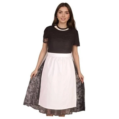 Delantal Cintura Larga 100% Algodón - Delantal Cintura Estilo Retro para Mujer, Grande Blanco Foto 1 de 4