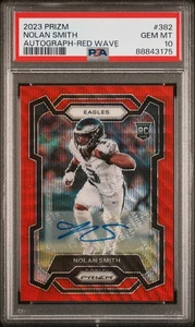 Autógrafo Panini Prizm Nolan Smith Red Wave 2023 RC PSA 10/149 RARO Eagles #382 - Imagen 1 de 2