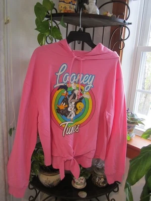 Sudadera con Capucha Recortada 1XL Looney Tunes Rosa Bichos Piolín Para Mujer CORBATA INFERIOR Foto 1 de 4