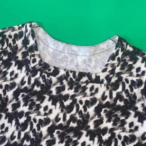 Kim Rogers Damen PXL Top schwarz weiß Leopardenmuster 3/4 Arm eckiger Ausschnitt - Bild 1 von 6