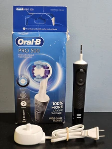 Oral-B Pro 500 Black Rechargeable Toothbrush OPEN Box Includes Handle & Charger - Picture 1 of 9