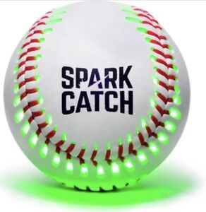 SPARK CATCH Light Up Baseball, Glow in The Dark with Genuine Leather Neon Green