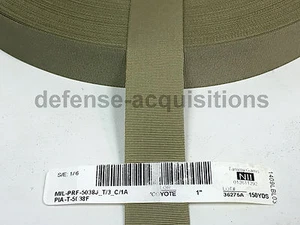 5 yardas de 1" pulgada MilSpec encuadernación de malla MIL-PRF-5038J T3 C1A Grosgrain COY - Imagen 1 de 6