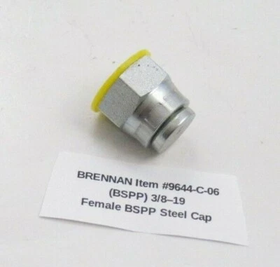 BRENNAN 9644-C-06 3/8" Female BSPP Steel Cap (BSPP) 3/8-19 - Prepaid Shipping   - Image 1 of 3