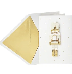 NEW Hallmark Signature Gold & White Nutcracker Holiday Christmas Greeting Card - Picture 1 of 8