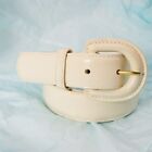 White Leather Dress Belt Women Large Off White Covered Adjustable Buckle