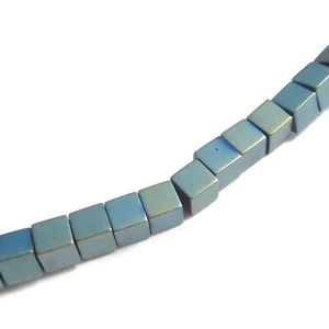 Hämatitperlen Würfel 3 mm blau grün Strang 130 Perlen Spacer nenad-design AN612 - Bild 1 von 10