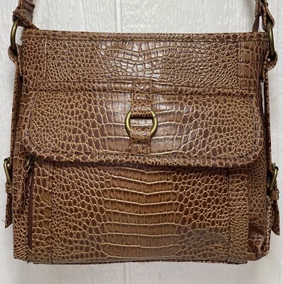 Coldwater Creek Brown faux crocodile Handbag Crossbody purse (tt93) - Image 1 of 4