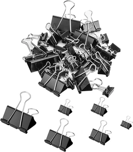 110 STCK. - Mappeklammern verschiedene Größen, Metallmappe Büroklammern, schwarze Büroklammern - Bild 1 von 12