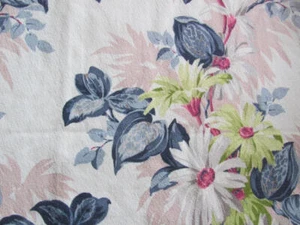 1950's vintage retro bark cloth daisies blue lime green 46 in x 5 yds Colonial - Picture 1 of 5