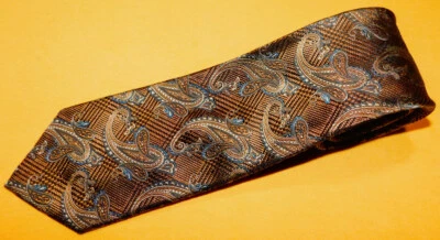 МУЖСКИЕ BRUNO PIATTELLI КОРИЧНЕВЫЙ/ЖЕЛТЫЙ/СИНИЙ ПЕЙСЛИ ГАЛСТУК - ГАЛСТУКИ - ДИЗАЙНЕРСКИЕ ГАЛСТУКИ. - Изображение 1 из 3