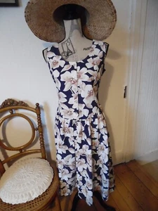 Vestido de té de verano vintage sin mangas atemporal 100 % algodón de St Michael 14 - Imagen 1 de 6
