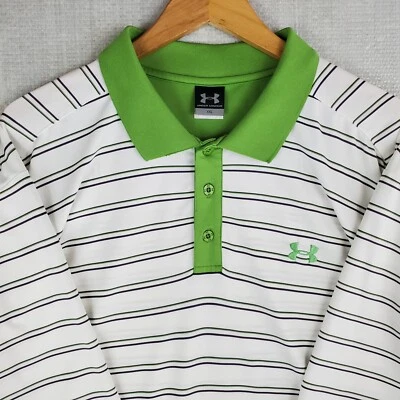 Camisa polo de rendimiento Under Armour talla 2XL para hombre blanca/verde/púrpura absorbente Foto 1 de 4