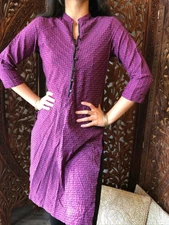 Boho Gypsy Hippy Purple Cotton Tunic Summer Comfy Printed Ethnic Tunic Tops S