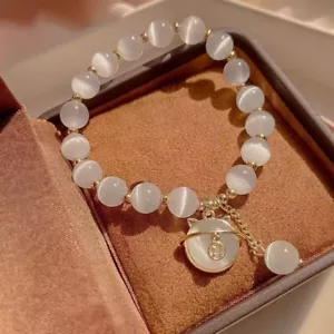 Glücksmondstein-Perlen-Katzenarmband Ziehen Reichtum An Schmuck Geschenke + ≌ - Bild 1 von 13