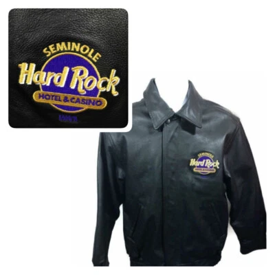 Hard Rock "Tampa" Men's  Black Leather Jacket Size S/P  #0008 - Image 1 of 4