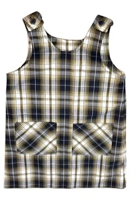 Dennis Uniform Girls Size 6 Plaid Jumper Dress G6 Gold Navy Check Style 013190 - Picture 1 of 7